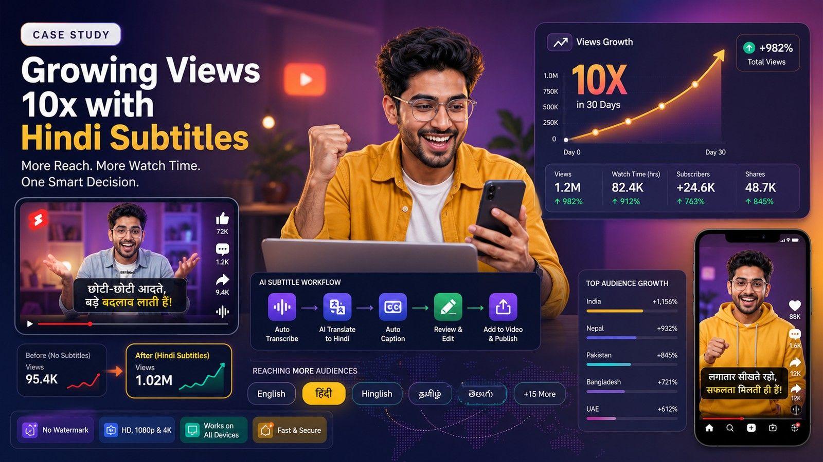 Case Study: Growing Views 10x with Hindi Subtitles