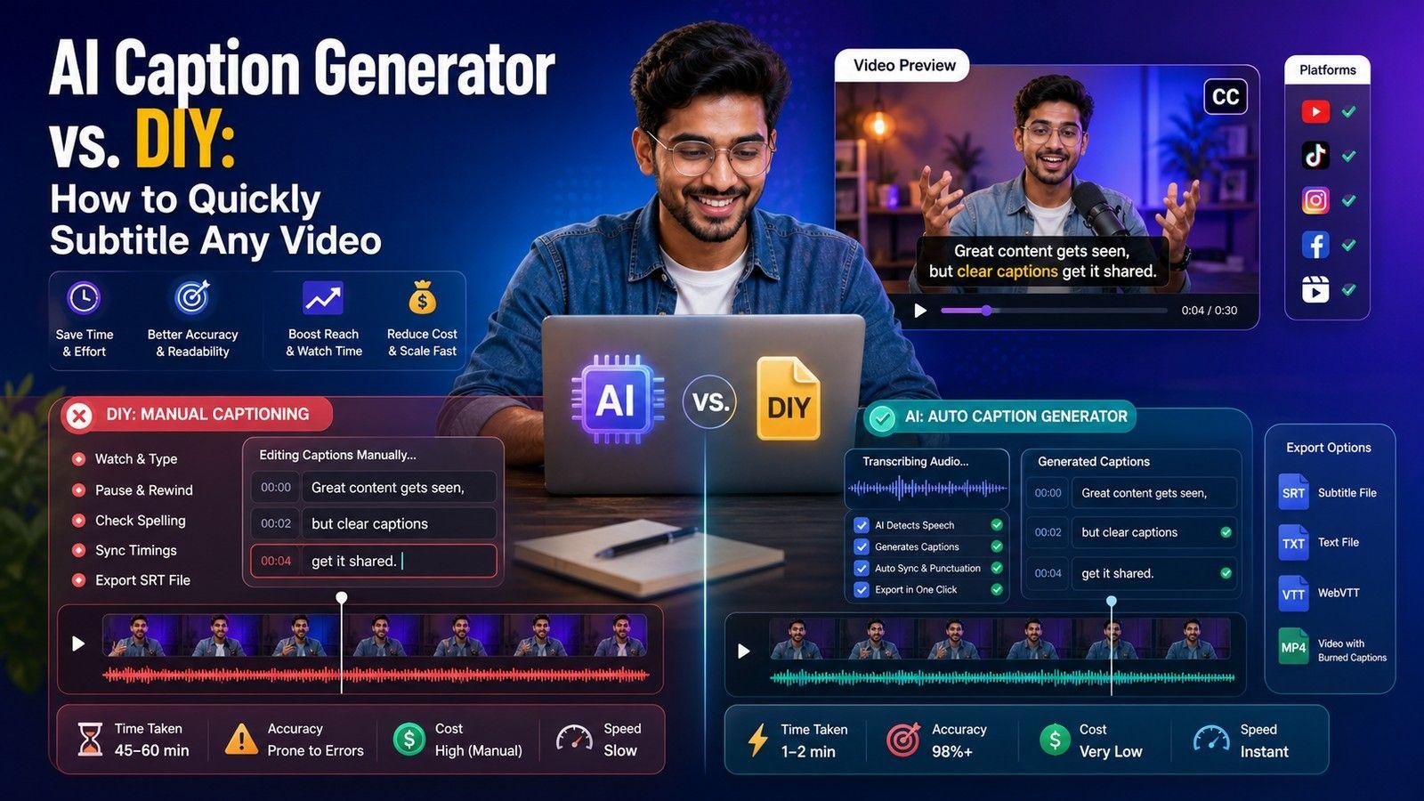 AI Caption Generator vs. DIY: How to Quickly Subtitle Any Video