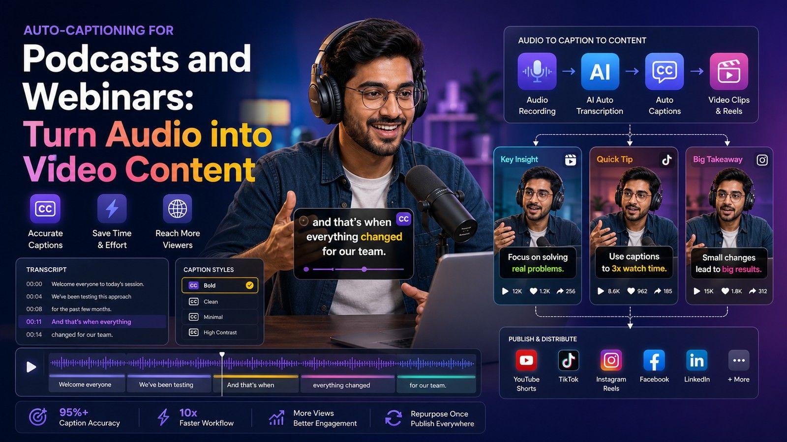 Auto-Captioning for Podcasts and Webinars: Turn Audio into Video Content