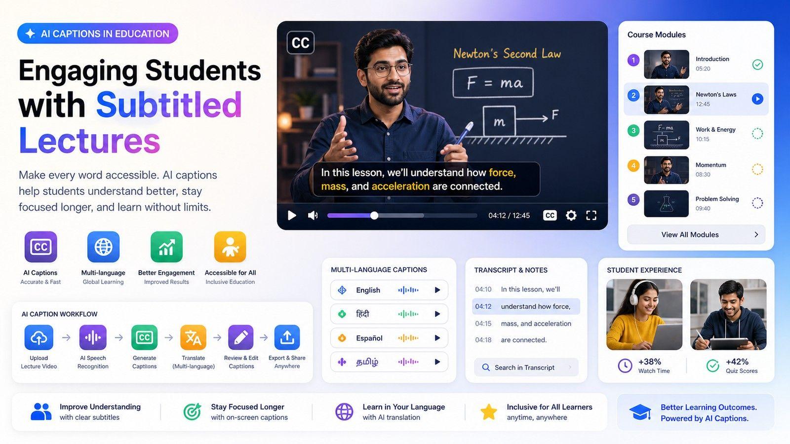 AI Captions in Education: Engaging Students with Subtitled Lectures